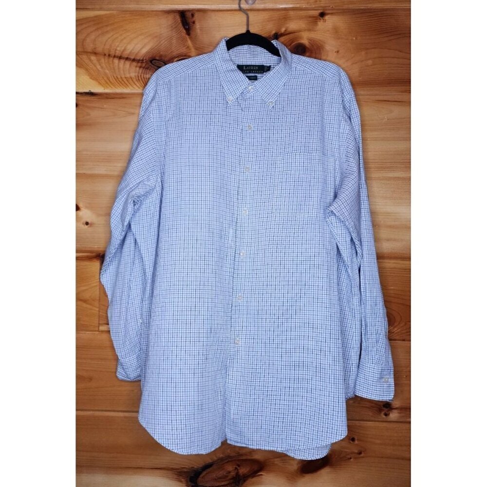 Polo Ralph Lauren Men’s 16.5 32/33 Light Blue Gray White Check Long Sleeve Shirt